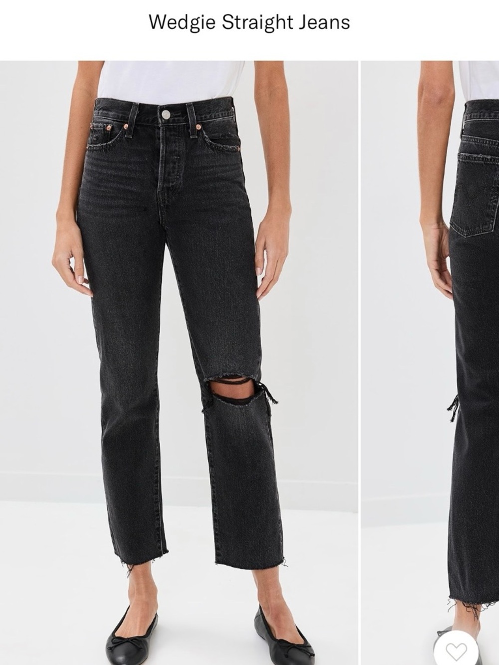 Levi's Black Straight-Leg Jeans with Knee Rip